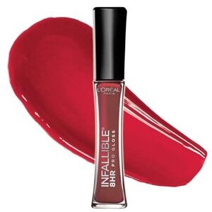 L'Oreal Infallible Le Gloss 0.21oz 340 Cherry Flash Red Shimmer 8HR Lip Gloss
